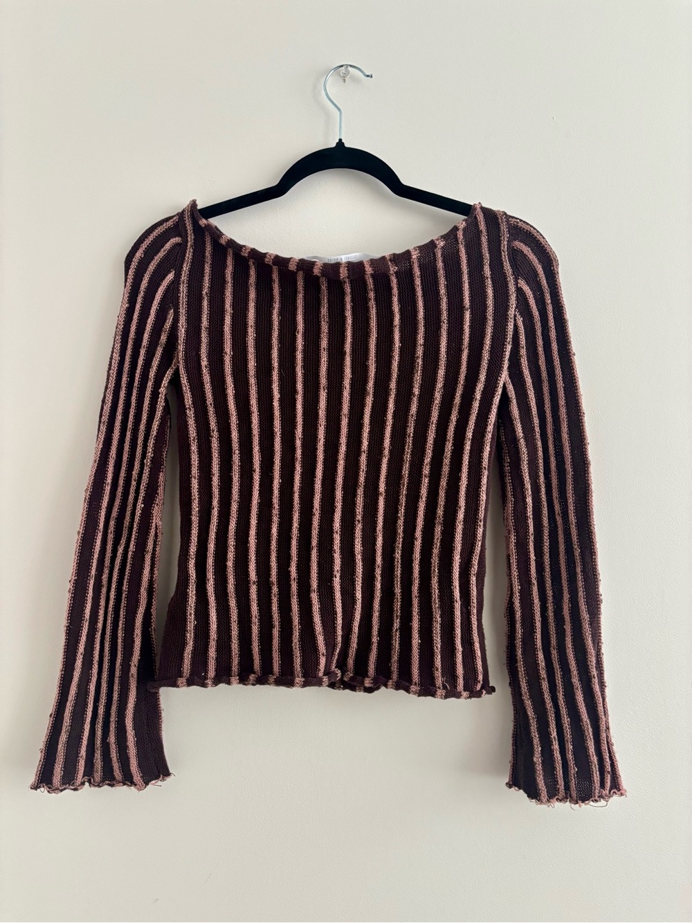 UO Silence + Noise Reagan Textured Boat Neck Sweater Brown - Picture 7 of 7